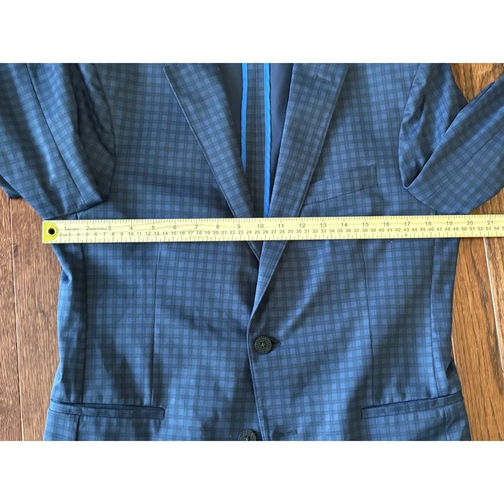 Twillory 360 Airflow Performance Blazer Mens 38S Blue Plaid Stretch Washable